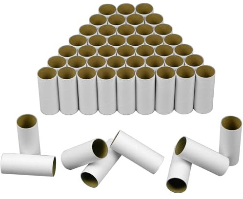 HESESOH 50 Pack Cardboard Tubes for Crafts - 1.57 x 3.94 Inches - White Toilet Paper Empty Rolls Round Thick Tubes Sturdy for Classroom Family Handmade DIY Projects