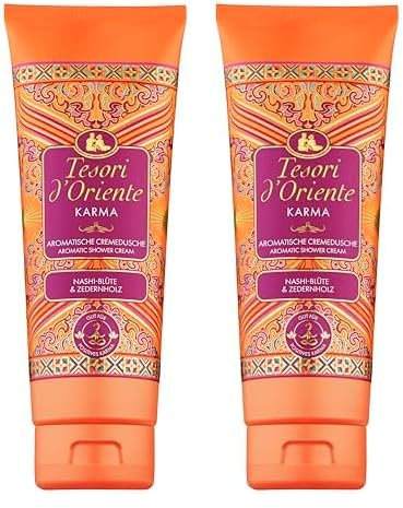 Tesori d'Oriente Cremedusche 'Karma', 250 ml, aromatisches Duschgel mit Nashi-Blüte & Zedernholz, Duschcreme zur Körperpflege, Wellness-Rituale für Körper & Sinne (Packung mit 2)