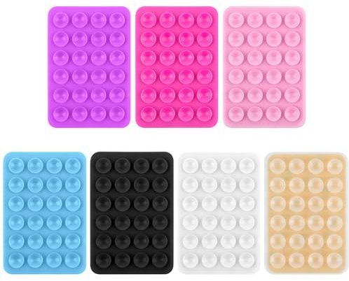 Gjinxi 7 Stück Silikon Handyhalterung, Silikon Saugnapf Handyhalter Handy Saugnapfhalter Extra Starke Saugnäpfe Selbstklebende Saugnapfhalterung Freihändige Halterung für Alle Handy-Modelle