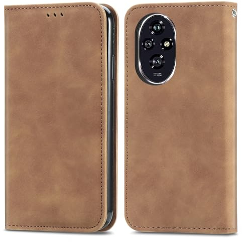 Cracedily Coque pour Honor 200 Pochette, Etui Protection Housse Premium en Cuir PU, Etui à Rabat Pochette de Portefeuille Étui pour Honor 200 5G Case, Café