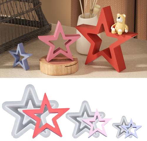 Stampi per Candele,3 Pezzi Stampi per Candele in Silicone,Stampo in Silicone a Forma di Stella di Natale,Stampi in Silicone a Forma di Stella per Versare Candele,Stampo in Silicone per Natale