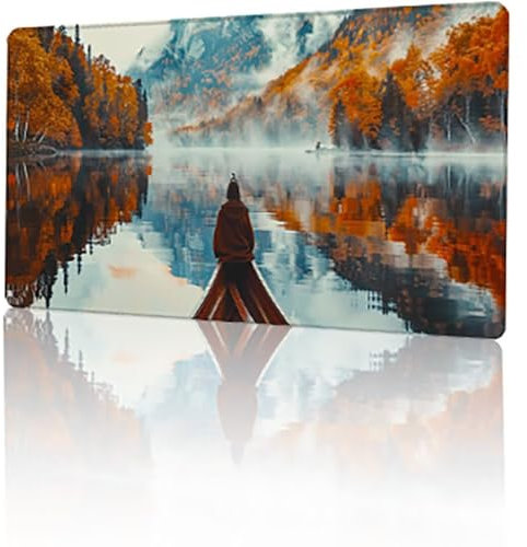 Gaming Mauspad Herbst Mousepad XXL 60 x 30 cm, See Mausepad Groß mit rutschfeste Gummibasis, Vernähte Kanten Desk Mat für PC Home Office Tastatur, Verbessert Präzision und Geschwindigkeit T-6330