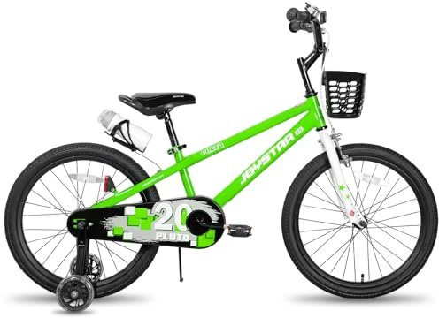 JOYSTAR Pluto Kids Bike 18 Zoll Kinderfahrrad für Jungen Mädchen im Alter von 5-8 Jahren, Kinderfahrräder mit Stützrädern &Fahrradständer, Grün