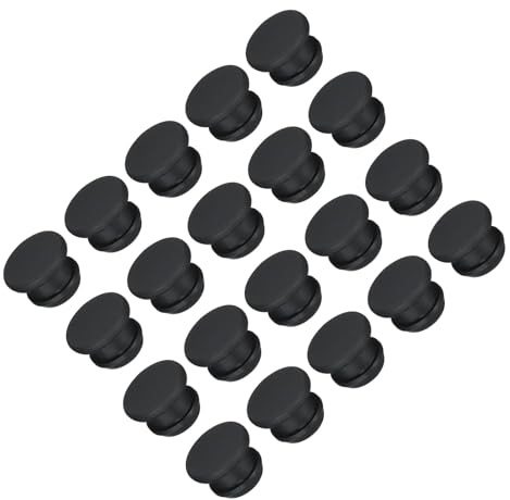 TOP-VIGOR 20Pcs Silicone Snap in Locking Hole Plugs, 9.5mm Diameter Hole Stoppers, Rubber Panel Seal Cover Flush Type Panel Round for Kitchen Rubber Bulkheads Waterproof Sealing Plugs, Black