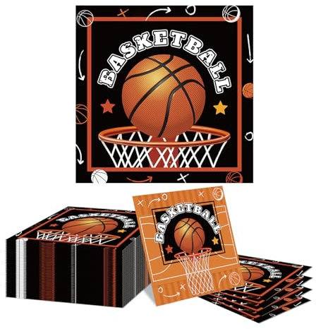 GlamRays 40 Stück Servietten Basketball, Basketball Servietten Deko Kindergeburtstag, Basketball Deko Geburtstag Kinder für Geburtstag Kindergeburtstag Jungen Mädchen(33x33CM)