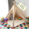ALRITHO® Tipi Zelt für Kinder aus Baumwolle & Holz inkl. Kuschelmatte, Tragetasche & Stabilisator | drinnen & draußen | Spielzelt für Jungen & Mädchen (Sandburgen Beige - Zwei Eingänge)