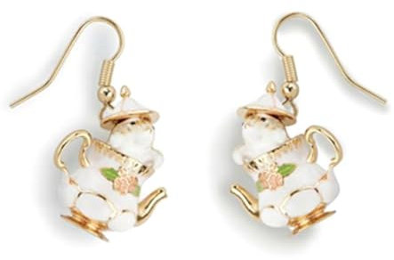 Cute Cartoon Teacup Chipmunk Pendant Earrings For Women Charm Gold Color Mouse L2G9 Earring Gift Jewelry Enamel Dangle