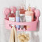 LEVERLOC Ecke Duschablage Saugnapf ohne Bohren Duschorganizer Duschregal Saugnäpfe Duschgel Halterung Abnehmbar Belastbarkeit 10 KG Wasserdicht Badregal mit Saugnapf für Shampoo und Duschgel - Rosa