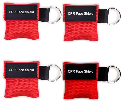 JAWUZ 4 Stück Beatmungsmaske mit Einwegventil Hautbarriere Taschenmaske, CPR Maske Face Shield für Erwachsene und Kinder