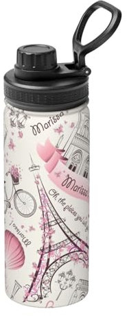 Bouteille d'eau en acier inoxydable avec imprimé chien et Paris Towe sans BPA, double paroi, bouteille de sport isotherme 532 ml