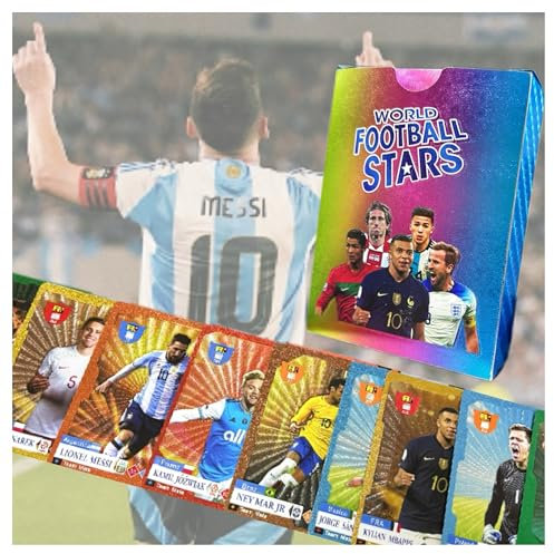 Weltmeisterschaft 2025 Fußball Star Karten, 55 Goldfolie Fußball Karten, Gold Fußball Karten für Fußball Fans und Sammler, Euro 2025 Fußball Karten (farbig), Not Original