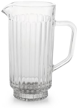 H&H Brocca Atena in Vetro Lavorato Trasparente 1 Litro – Elegante e Resistente – Lavabile in Lavastoviglie – Caraffa per Acqua, Succhi e Bevande – Design Raffinato per la Tavola