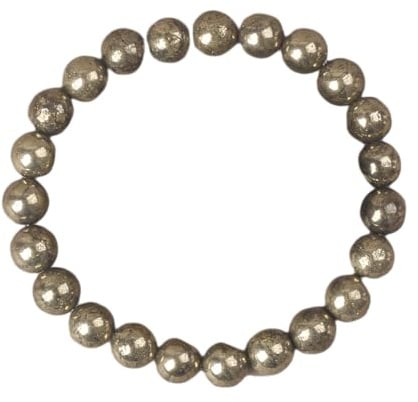 KNDSSMY 8mm Naturstein Stretcharmband für Herren, Verstellbares Gold Pyrit Perlenarmband, Handgefertigt, Modischer Party Armreif, Geschenke für Partner und Freunde, 8mm