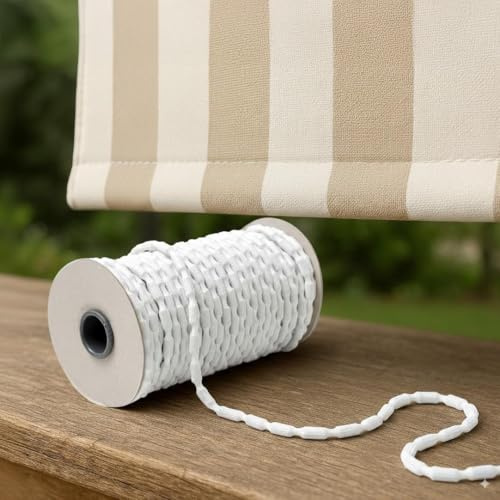 BY3 - Pesi per Tende Anti Vento – Corda Super Pesante Piombata per Tende 100 Grammi/mt cordone con Piombo per Tendaggi Tessuti Zanzariera Treccia Peso Zavorra Facile da Cucire (Bianco, 5 Metri)