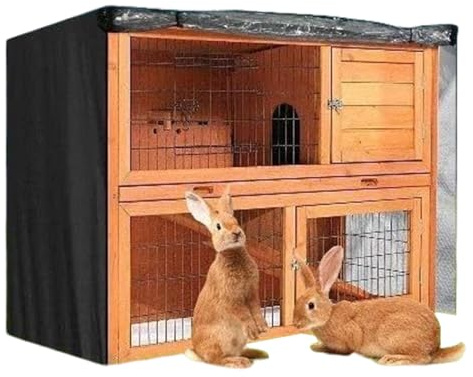 Huxibai Abdeckung für Kaninchenkäfig, Oxford-Gewebe 210D, thermischer Winterschutz für Haustiere, doppelter Kaninchenkäfig für den Winter, mit Reißverschluss, für Garten, Hof