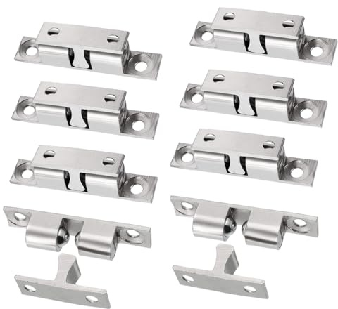 43mm Zinc Alloy Double Ball Roller Catch, 8 Pack for Cabinet Closet | Solid Zinc Alloy Tension Latch, Spring-Loaded for Adjusting Tightness, Easy DIY Installation