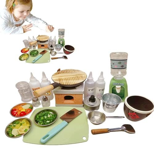 Byzieir Kinder Echt Kochset - Vollständiges Spielset Mit Kochutensilien Und Küchenwerkzeugen | Mini-Kochfeld, Werkzeuge Für Das Kochen Mit Echten Lebensmitteln Und Gewürzflaschen - Zum Kochen Von