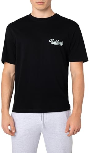 Sublevel Herren T-Shirt Kurzarm mit Worldwide-Print, Rundhals-Ausschnitt, Regular Fit, Baumwoll-Mix Black XXL
