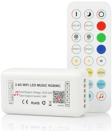 Controller WiFi da 2,4 GHz per strisce LED RGBW RGB CCT, compatibile con Alexa