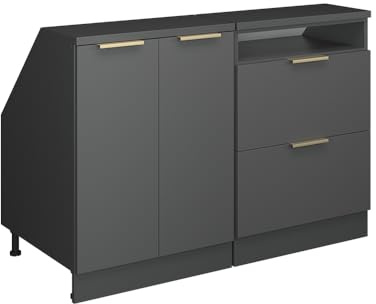 Vicco Küchenschrank für Dachschrägen R-Line, Anthrazit-Gold, 120 cm 2er Set Schrankkorpuss 60 cm Tiefe, geeignet für schräge Wände und Variable Küchenmontage