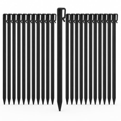 Set di 30 picchetti di ancoraggio da giardino, in plastica, per supporto per piante, 25,4 cm, colore: nero, 24 cm