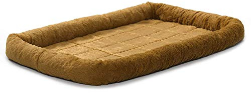 MidWest Homes for Pets - QuietTime Hundebett - Kunstfell-Randpolster in Zimftfarbe, ultraweich und maschinenwaschbar, für 91 cm große Käfige und Boxen, für mittelgroße bis große Hunderassen