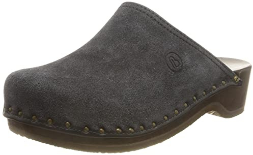 Berkemann Damen Velours-teffler Clogs, Blau, 42 EU