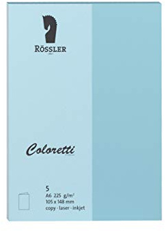 Rössler 220706517 - Coloretti Karten, 220 g/m², DIN A6 hd, himmelblau, 5 Stück