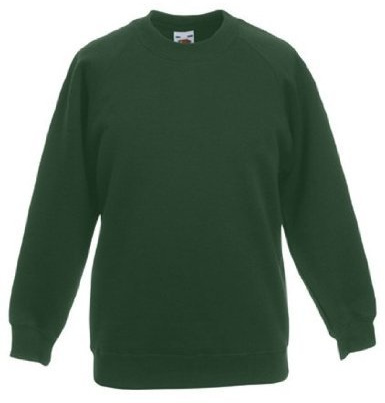 Fruit Of The Loom Kids Childrens Raglan Style Sweatshirt Bottle Green 9-11 Years