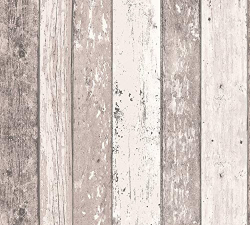 A.S. Création Vliestapete New England Tapete in Holz Optik 10,05 m x 0,53 m braun creme Made in Germany 855053 8550-53