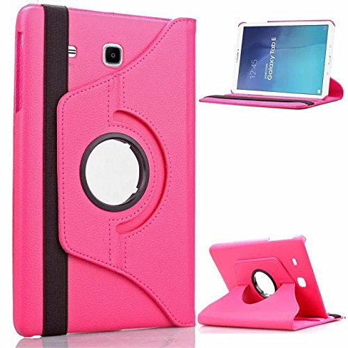 Rotate Case For Samsung Galaxy Tab 4 7.0 T230 (2014) 360 Swivel Plain PU Leather Folio Stand Cover (Pink)