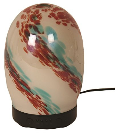 Aroma LED Ultrasonic Essential Oil Diffuser - Art Glass Red, Teal & Pearl