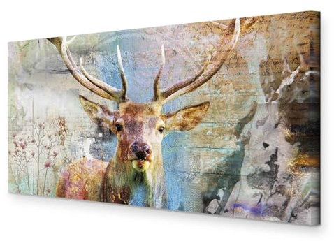 murando Wandbild Mega XXXL Hirsch 160x80 cm Einteiliger XXL-Format Kunstdruck zur Selbstmontage Leinwandbilder moderne Bilder DIY Wanddekoration Wohnung Deko Deer Tiere Vintage