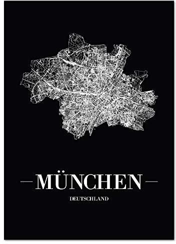 JUNIWORDS Stadtposter - Wähle Deine Stadt - München - 30 x 40 cm Poster - Schrift A - Schwarz