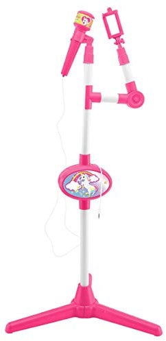 LEXIBOOK, Unicorn, Microphone with Speaker and Lighting Stand, Auxiliary Jack to Connect Music, Pink/White, S150UNI