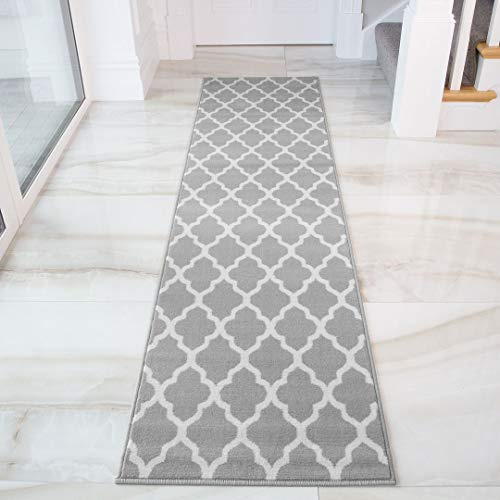 Geometric Trellis Runner Rug Blue Grey Mustard Triangle Rugs Hallway Bedroom Living Room Kitchen