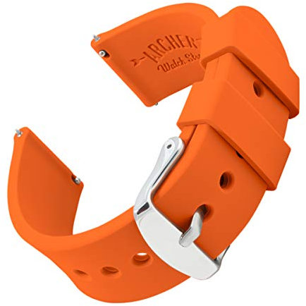 Archer Watch Straps - Bracelets de Montre en Silicone à Dégagement Rapide (Orange Lumineux, 23mm)