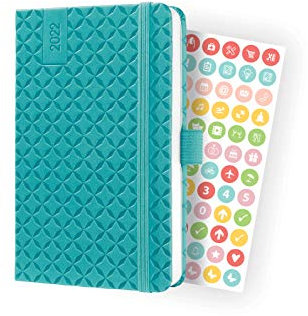 SIGEL J2102 Wochenkalender Jolie 2022 - ca. A6 - türkis - Hardcover - 174 Seiten - mit fröhlichem Kalendarium, vielen Infos und praktischen Stickern - FSC-zertifiziert - Terminplaner