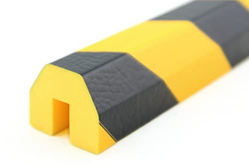 KAS3-GS Kantenschutzprofil von SMI-Kantenschutzprofi aus recyclebarem Polyurethanschaum für Innen- und Außeneinsatz geeignet - Gelb/Schwarz - Stoßschutz, Warnprofil, Schutzprofil, Rammschutz (1 m)