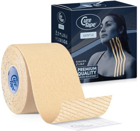 CureTape® Gentle Beige | Kinesiologie Tape für empfindliche Haut | Einfach zu Entfernen | 100% hypoallergenes Kinesiotapes | 5 cm x 5 meter |