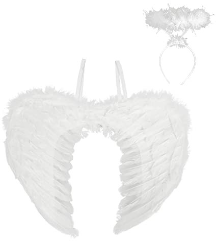 TSHAOUN Alas de Ángel Grandes para Adultos - Disfraz con aureola y Plumas para Carnaval, Halloween y Fiestas de Disfraces (2 habitaciones)