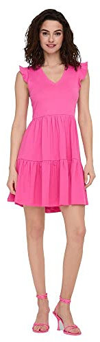 ONLY ONLMAY Cap Sleev FRIL Dress Box JRS Noos Robe, Rose Vif, M Femme