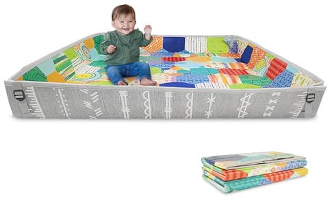 Infantino - Faltbare weiche Spielmatte - Sehr groß - Leicht transportierbar - Baby Spielzeug - Klappbare Seiten - Rutschfest - Spieldecke für Babys und Kleinkinder - Mehrfarbige Muster