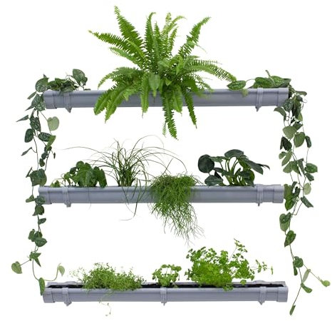 Jardinion Grüne Pflanzenwand, Vertikaler Garten 3 x 1m Grau, Platzsparende Gartengestaltung, Pflanzenregal für Innen und Außen