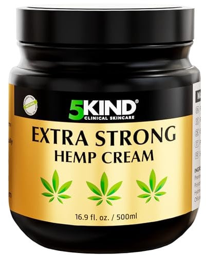 5kind Extra Stark Hanfcreme 500 ml – Hochdosiertes Hanf Gel und Arnikacreme – Wirkt gegen Rückenbeschwerden & Muskelkater, beruhigt Füße, Knie, Nacken, Schultern – Mit natürlichen Extrakten