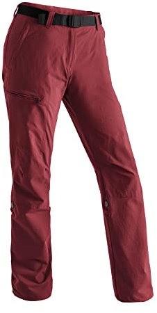 Maier Sports Lulaka, Damen Wanderhose, Wasserabweisende Outdoorhose für Trekking und Hiking, PFC-frei, mSTRETCH pro 4 & Dryprotec, Rollup-Funktion, Rot, 46 (W38/L32)