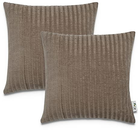 Paco Home Dekorative Kissenbezüge Kordsamt Kissenbezug Weich Kissenhülle Set Kissen Sofa Schlafzimmer Deko Zierkissen, Farbe:Braun 1, Sets:2pcs-Set