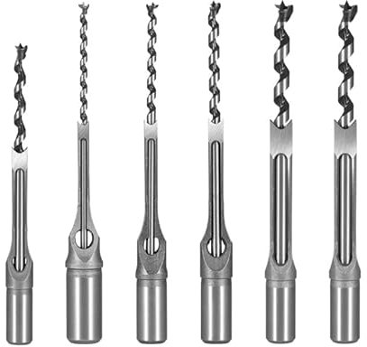 BIGP Juego de 6 brocas cuadradas para carpintería, brocas de agujero cuadrado, HSS de madera, herramientas de perforación de apertura de agujero 1/4, 5/16, 3/8, 1/2, 9/16, 5/8