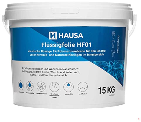 HAUSA Flüssigfolie Dichtfolie für Bad Dusche Küche 15kg bis 15m² blau Badabdichtung Duschabdichtung elastische Abdichtung unter Fliesen absolut wasserdicht lösemittelfrei Dichtmasse