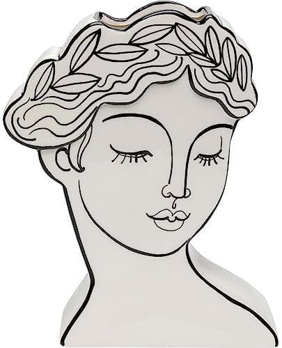 Kare Design vaso Favola Lady, bianco, sagoma faccia feminile, portafiori, centrotavola, soggiorno, sala da pranzo, studio, decorazione casa, stile romantico, 26cm (A)